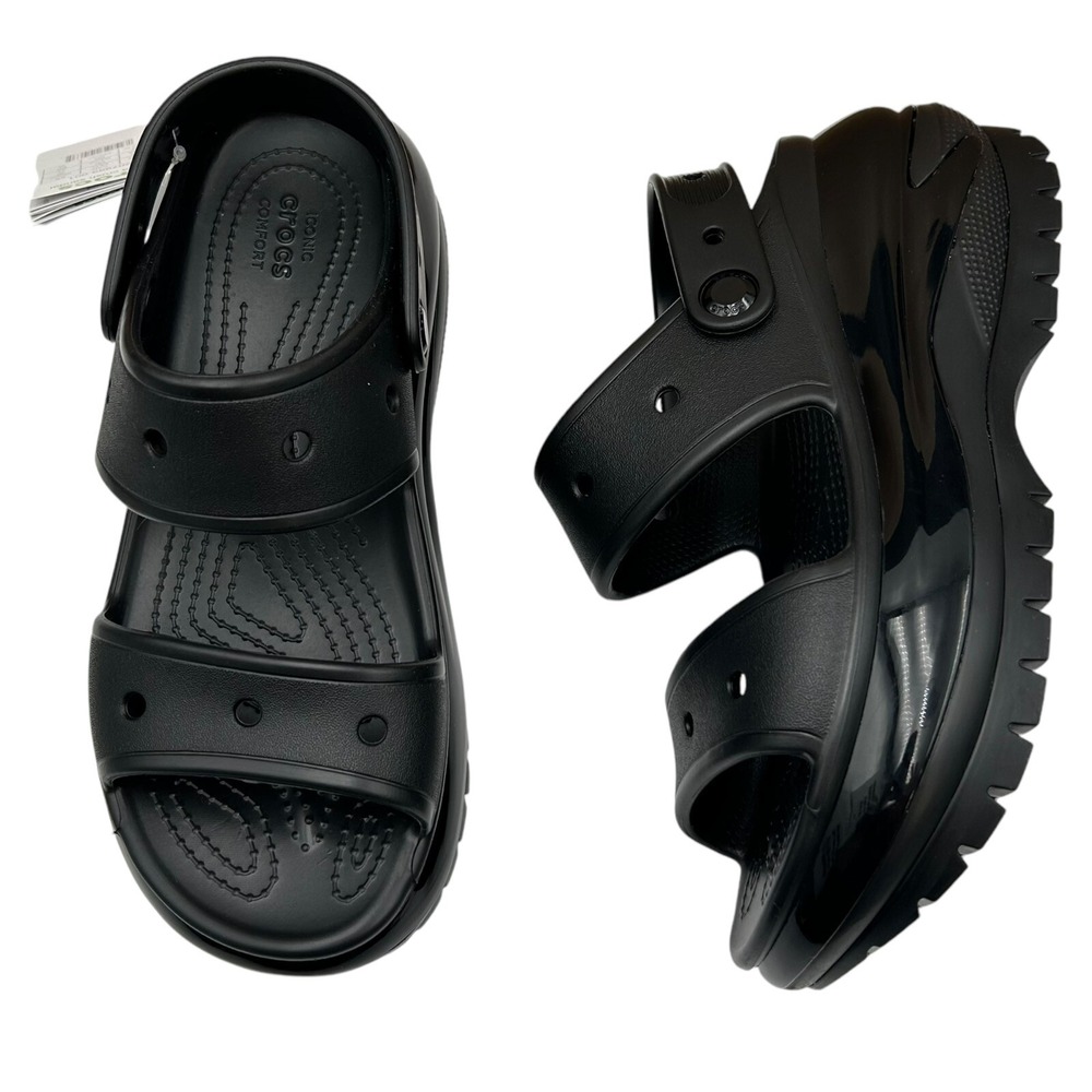 Crocs Women's Mega Crush Sandal Size 9 Black Chunky Platform Water Resistant - Picture 3 of 10